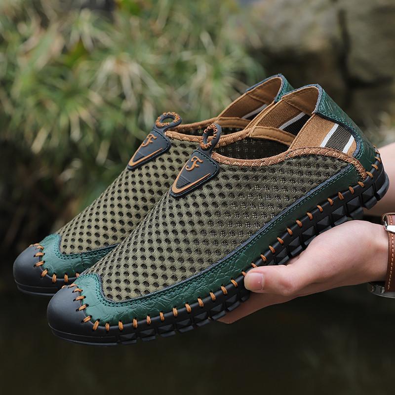 Large Size Men Hand Stitching Mesh Water Shoes Outdoor Slip Resistant Sneakers