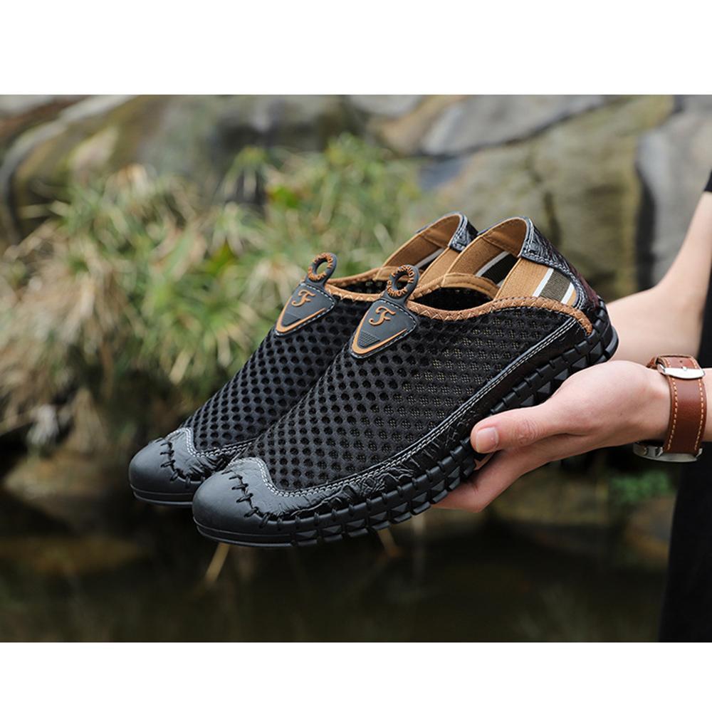 Large Size Men Hand Stitching Mesh Water Shoes Outdoor Slip Resistant Sneakers