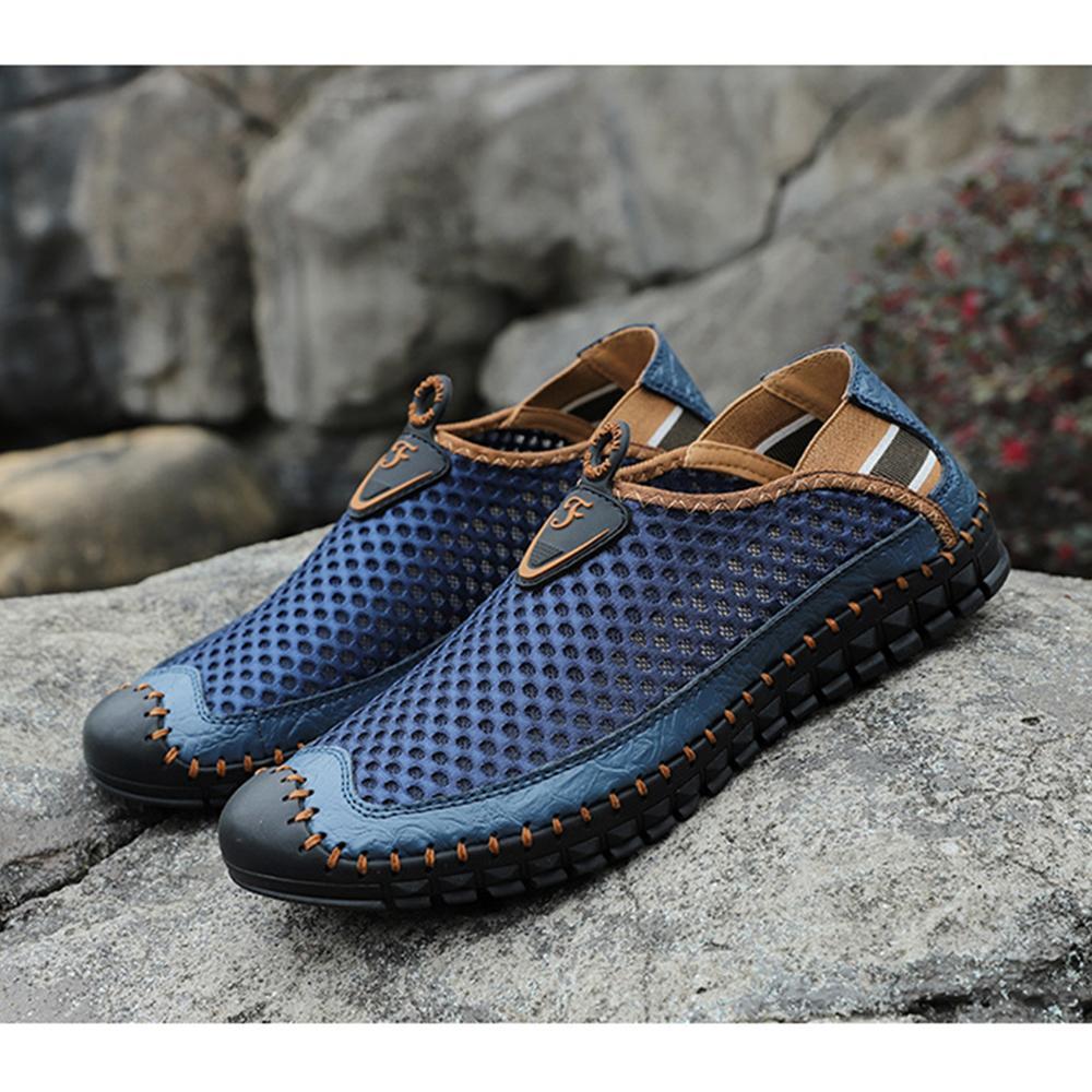 Large Size Men Hand Stitching Mesh Water Shoes Outdoor Slip Resistant Sneakers