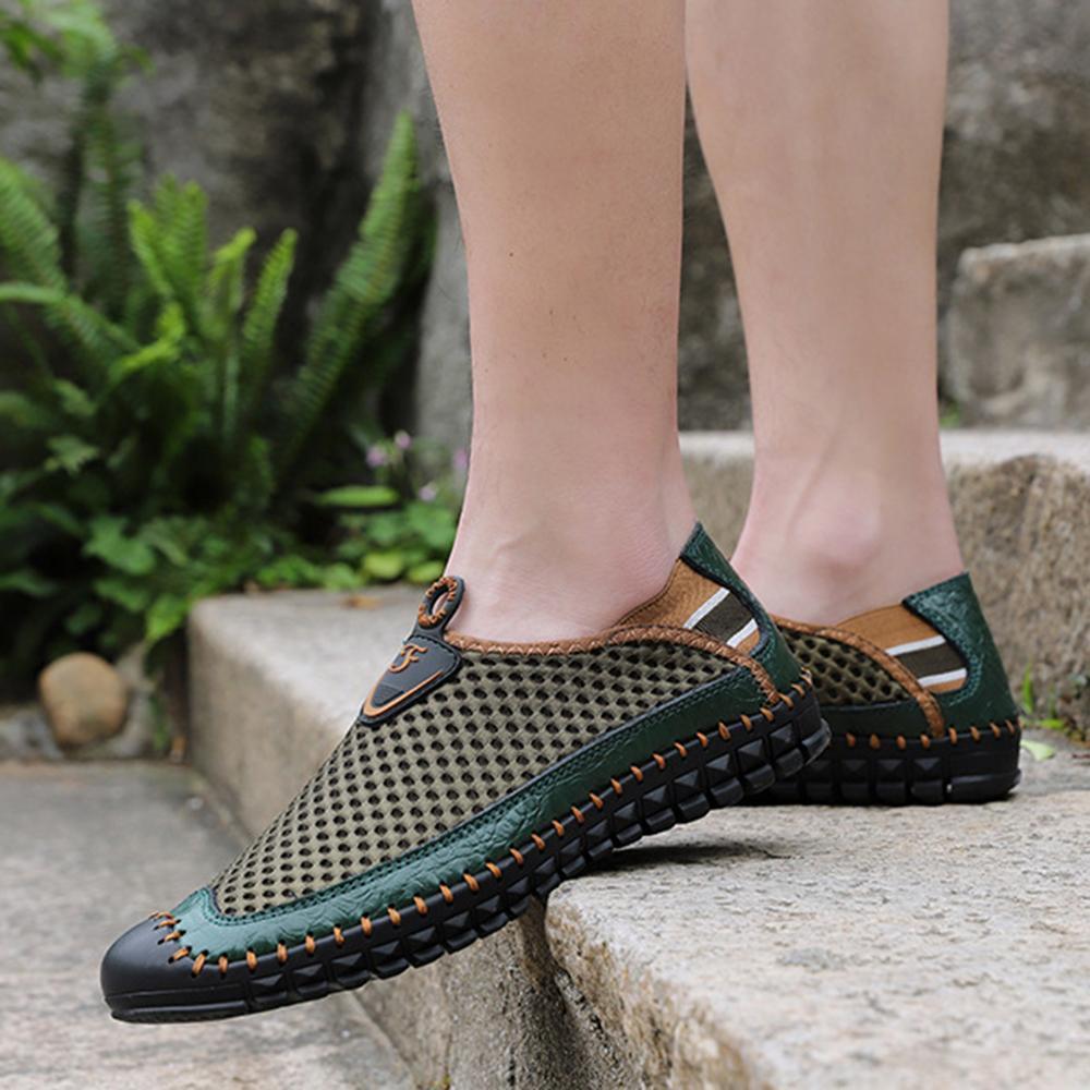 Large Size Men Hand Stitching Mesh Water Shoes Outdoor Slip Resistant Sneakers