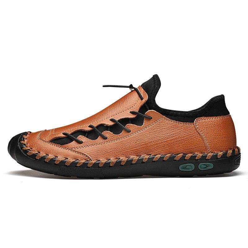 Men Hand Stitching Leather Non Slip Anti-collision Large Size Casual Shoes