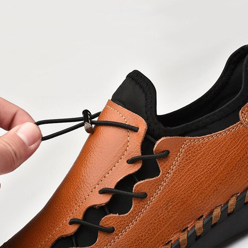 Men Hand Stitching Leather Non Slip Anti-collision Large Size Casual Shoes