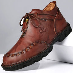 Men's Hand Stitching Cow Leather Non Slip Soft Sole Casual Boots