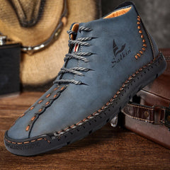 Men's Microfiber Leather Hand Stitching Non Slip Casual Ankle Boots