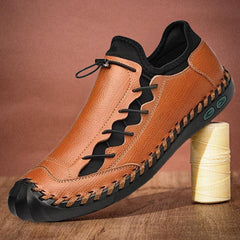 Men Hand Stitching Leather Non Slip Anti-collision Large Size Casual Shoes