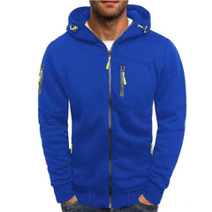 Men's Solid Color Casual Long Sleeve Hoodie -  Hooded Jacket with Zipper for Gym and Sports