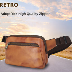 Simple Leather Wear-resistant Top Layer Cowhide Outdoor Travel Waist Bag Chest Bag