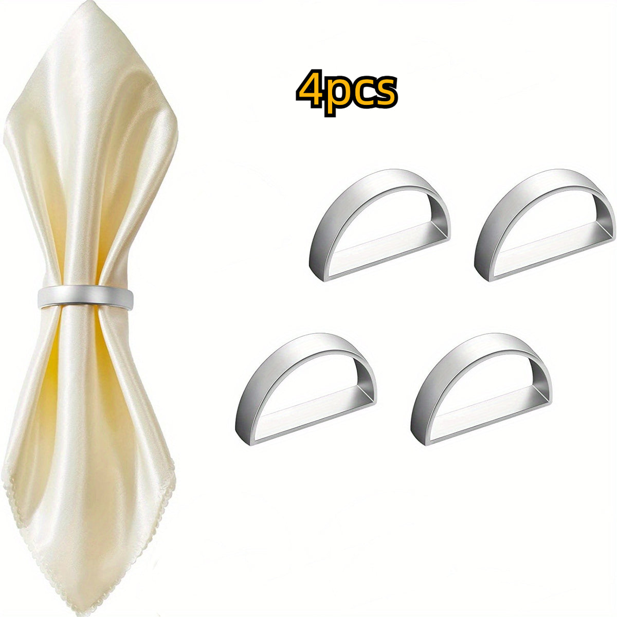 4pcs Modern Stainless Steel Napkin Rings - Add a Touch of Elegance to Your Table Settings!