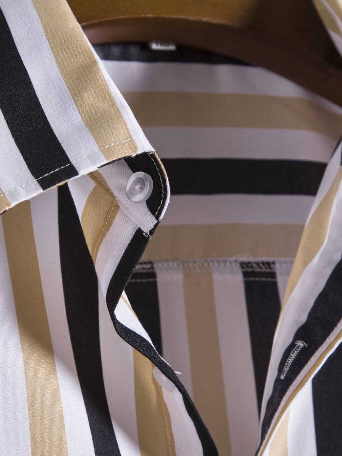 Man Striped Print Button Up Shirt