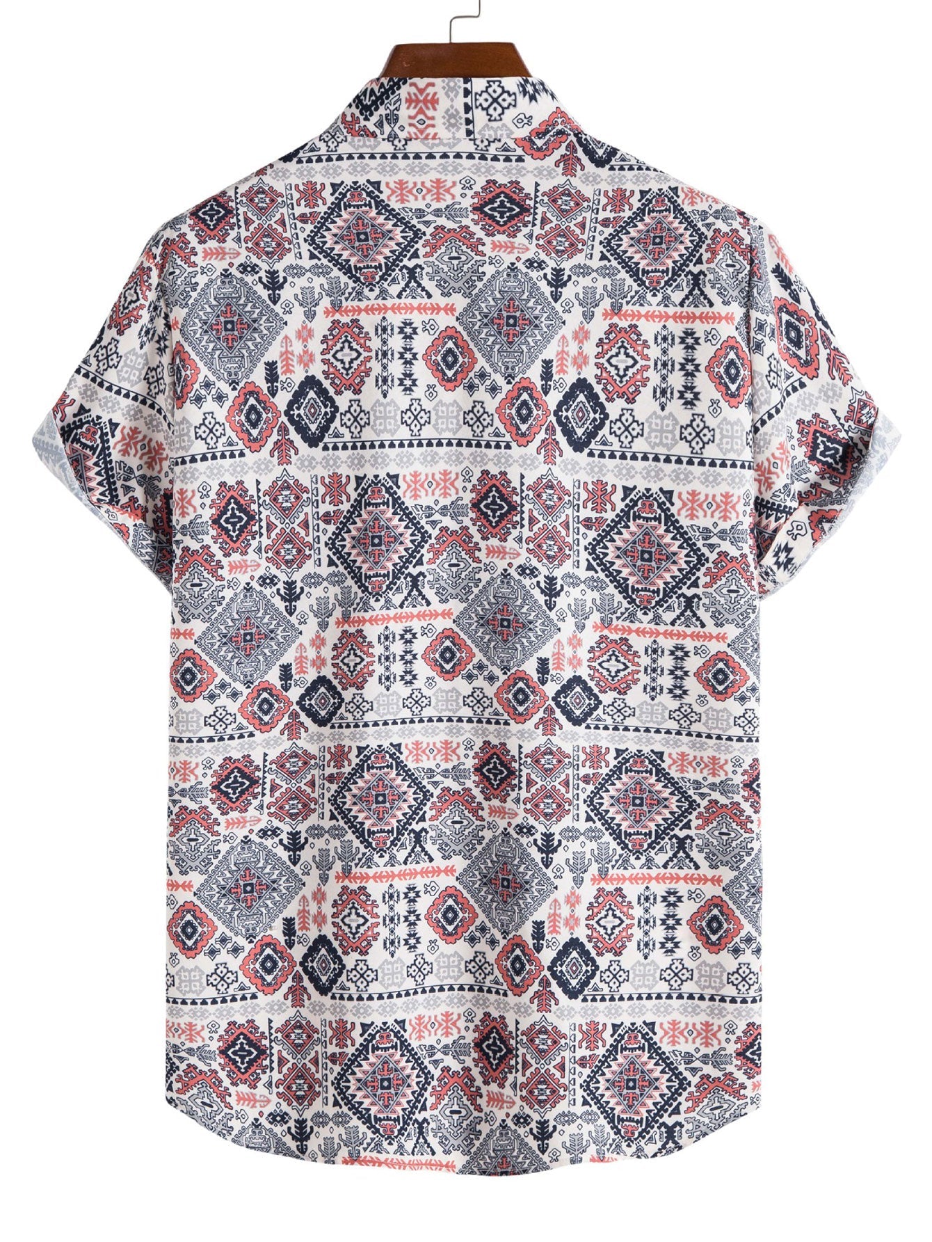 Aztec Geometry Print Button Up Shirt