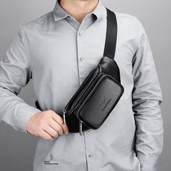 Men's Luxury Genuine Leather Retro Large Capacity Messenger Waist Bag Business Waist Bag