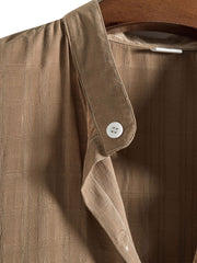 Textured Fabric Stand Collar Shirt