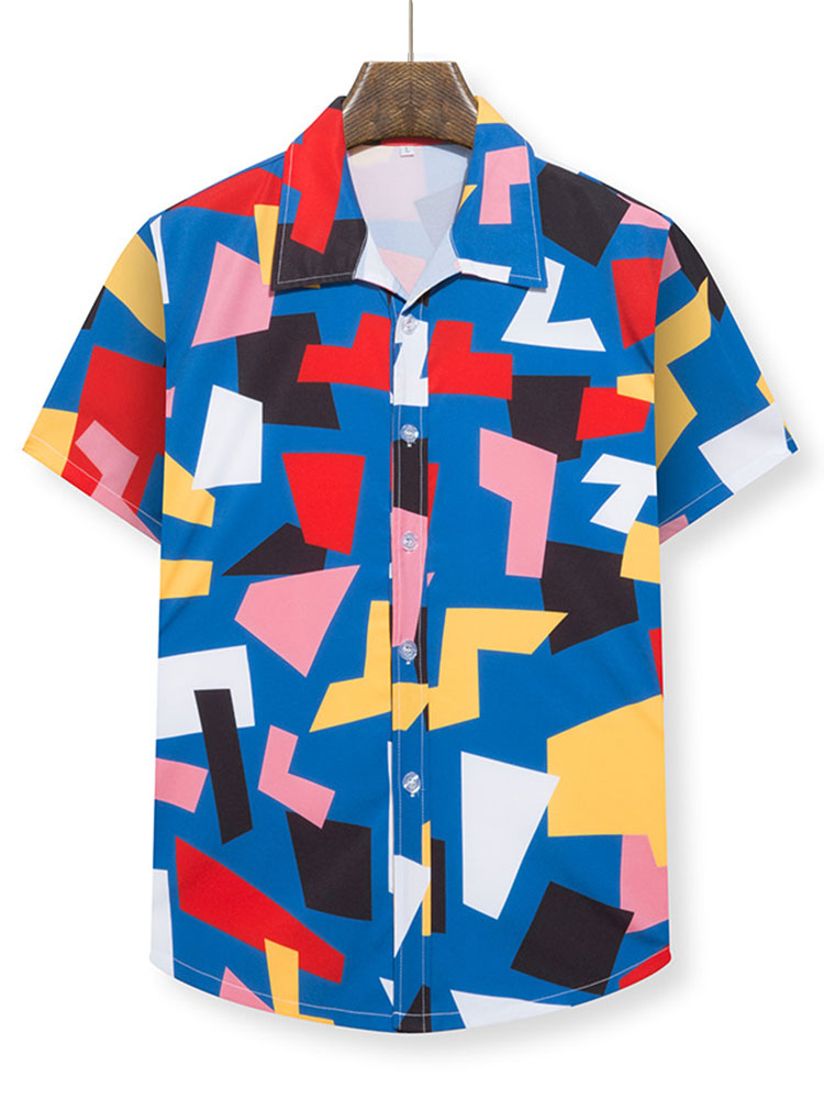 Geometry Print Button Up Shirt