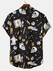 Halloween Ghost Skull Print Shirt