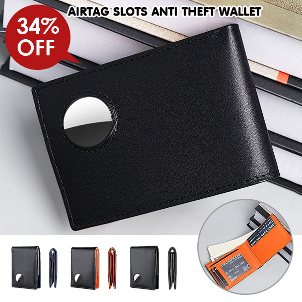 Men Wallet Compatible with AirTag Genuine Leather Bifold Wallet for Air Tag