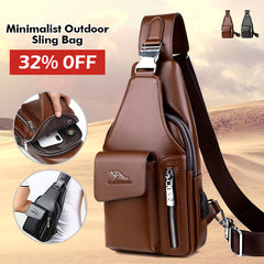 Men's Leather Sling Bag Chest Shoulder Bags Anti-Theft Backpack Purse