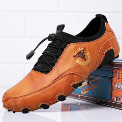 Aliders Men's Fashion Retro Handmade Leather Beanie Octopus Shoes Comfortable Driving Shoes