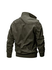 Men's Stylish Solid Jacket With Pockets Comfy Breathable Lapel Zip Up Long Sleeve Coat