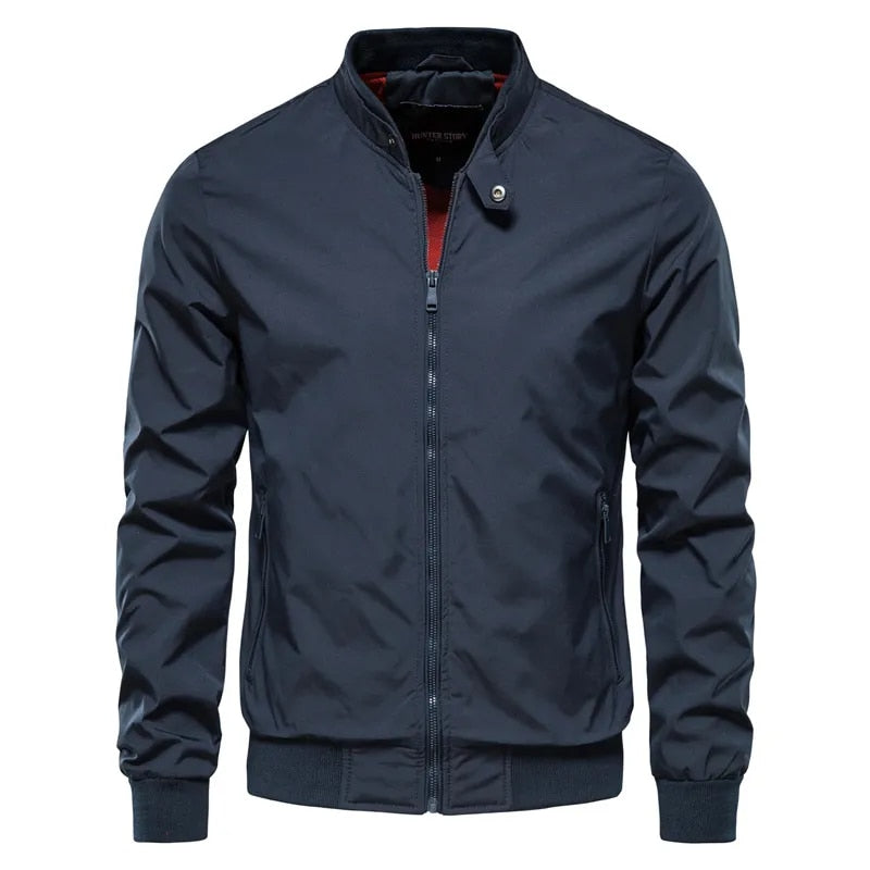 Men's Baseball Jacket Casual Quality Slim Fit Stand Collar Bomber Jacket