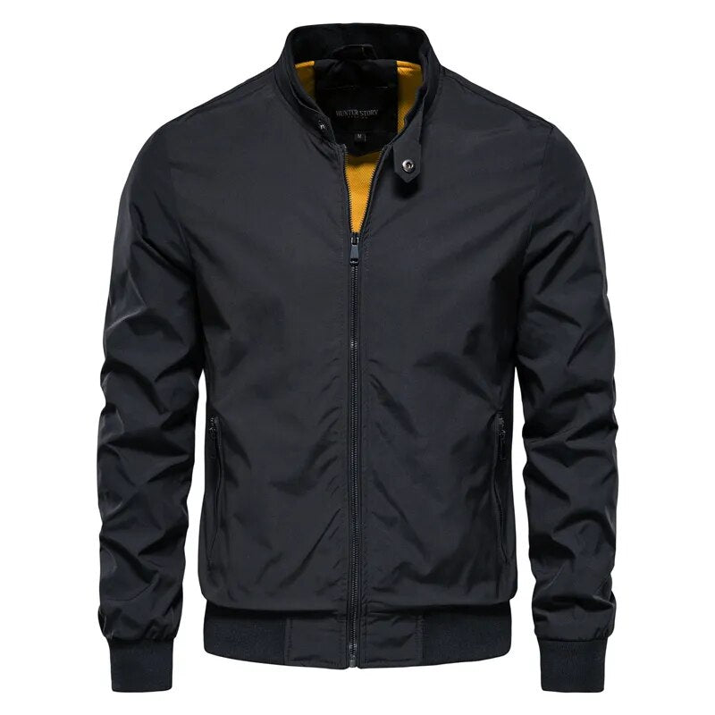 Men's Baseball Jacket Casual Quality Slim Fit Stand Collar Bomber Jacket