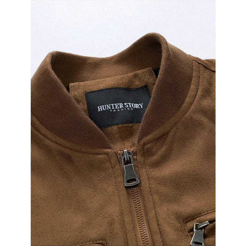 Thickened Suede Jacket Men's Korean Style Stand Collar Slim Jacket Autumn and Winter