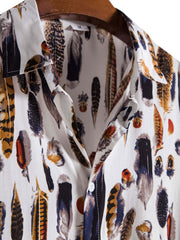 Feather Print Button Up Shirt