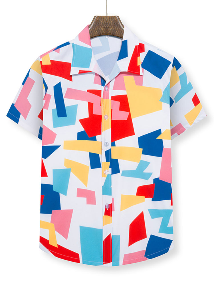 Geometry Print Button Up Shirt