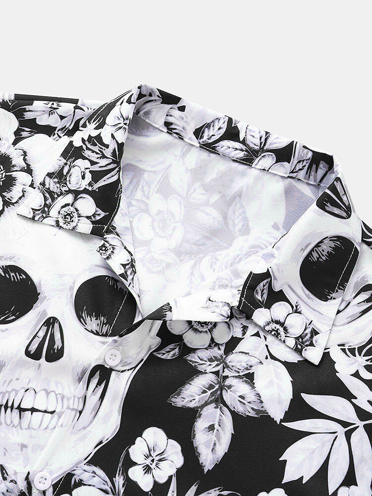 Skull Floral Print Shirt