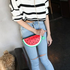 Cartoon Fruit Shaped Crossbody Bag Watermelon Lemon Purse Cute Chain Shoulder Bag For Women