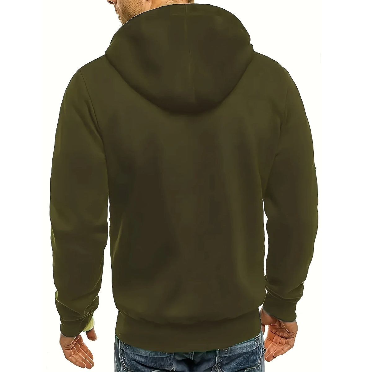 Men's Solid Color Casual Long Sleeve Hoodie -  Hooded Jacket with Zipper for Gym and Sports