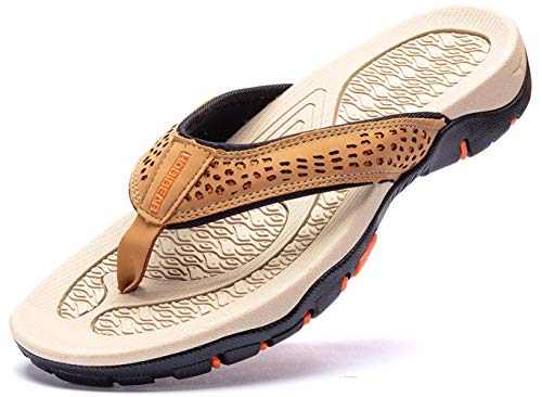 Men Sandals Leather Sport Flip Flops Comfort Casual Outdoor