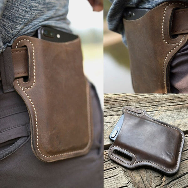 Men Vintage Casual Genuine Leather Leather Belt Bag Purse