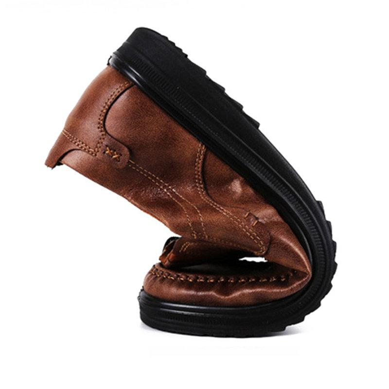 Men's Retro Color Leather Large Size Soft Sole Casual Shoes