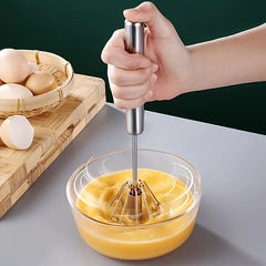 1pc Semi-Auto Stainless Steel Egg Whisk