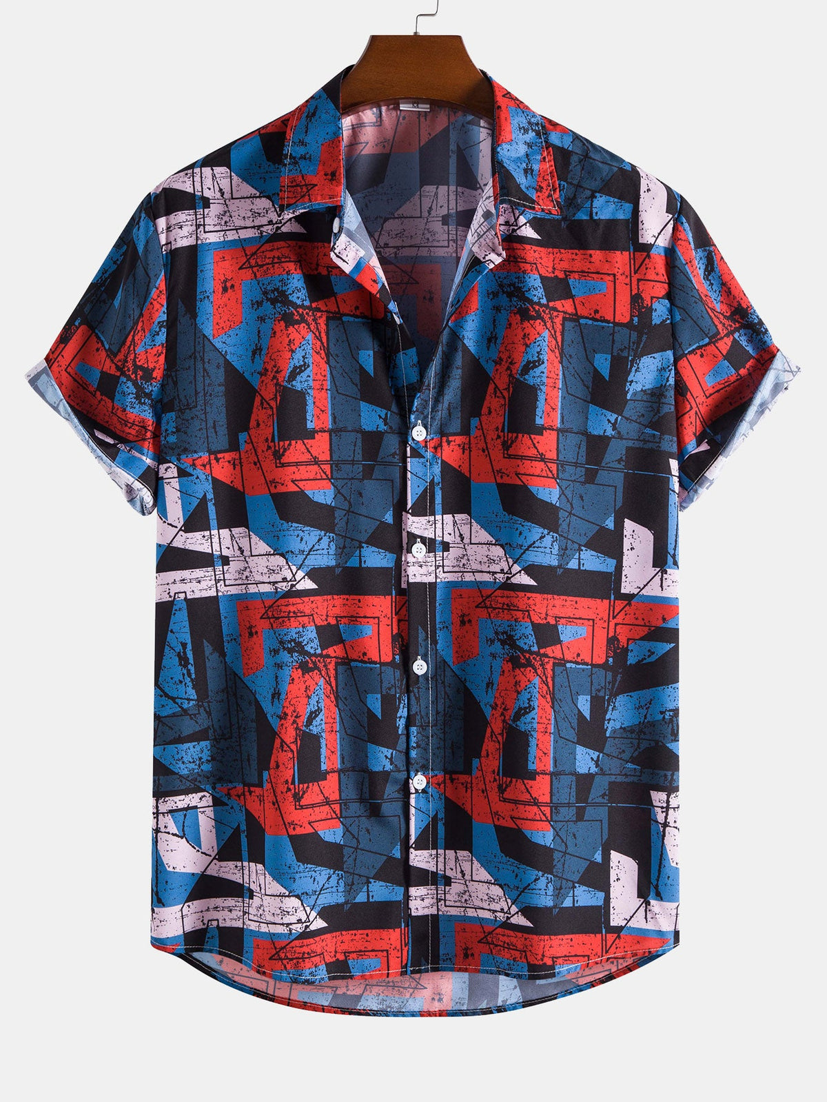 Mottled Geometric Print Shirt