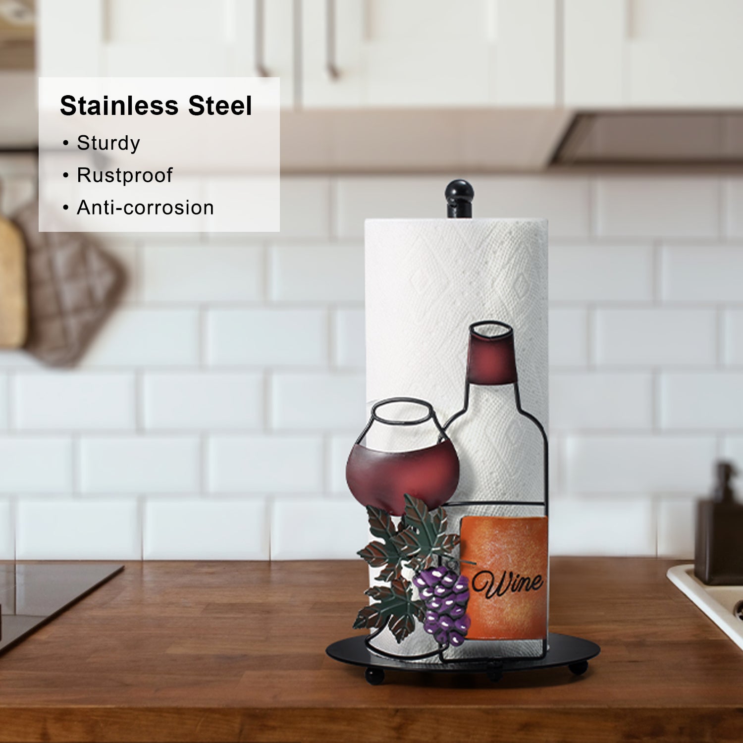 Wine Paper Towel Holder Countertop - Grape&Wine Decor Gifts