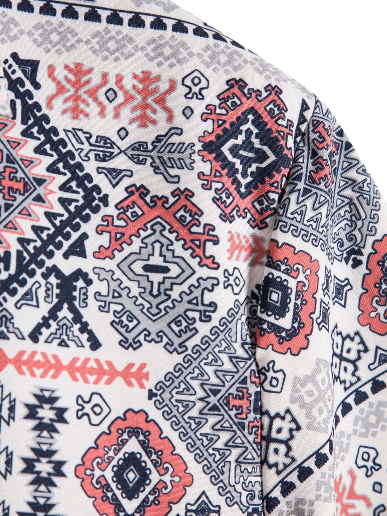 Aztec Geometry Print Button Up Shirt