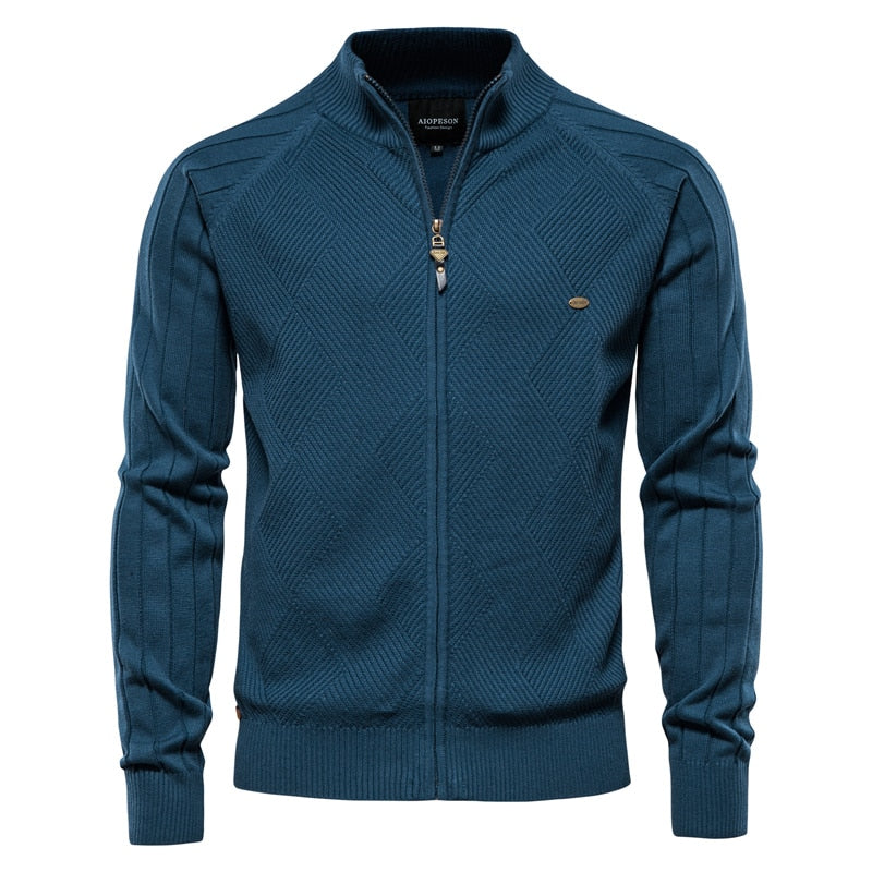 Men's Casual Quality Cotton Zipper Cardigan Knitted Jacket