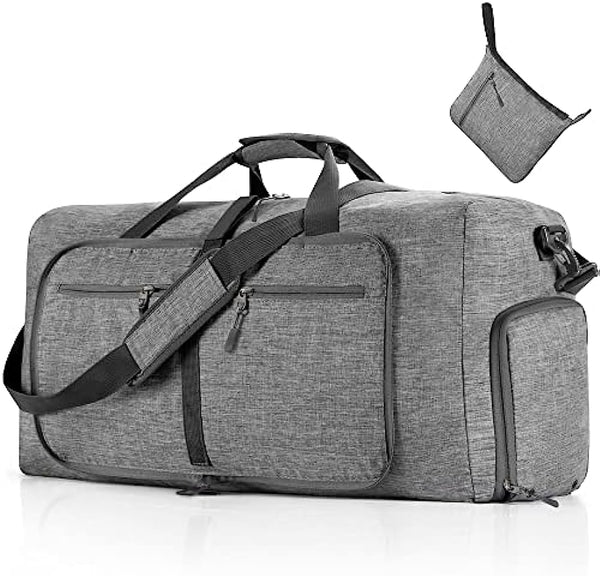 Men's Foldable Travel Duffle Bag with Shoe Compartment Waterproof Ripstop Travel Duffle Bag