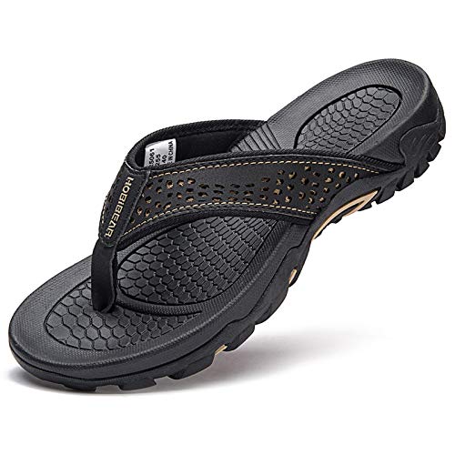 Men Sandals Leather Sport Flip Flops Comfort Casual Outdoor