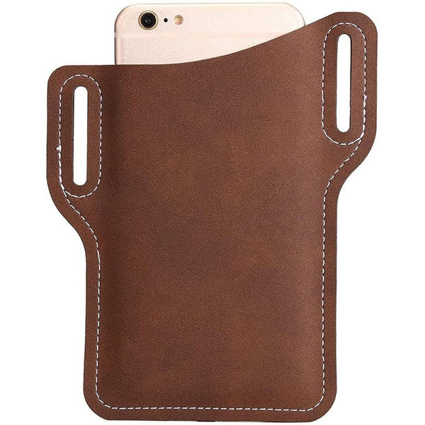 Vintage Crazy Horse Leather Phone Holster Men's Universal Belt Bag Outdoor Sports Phone Case