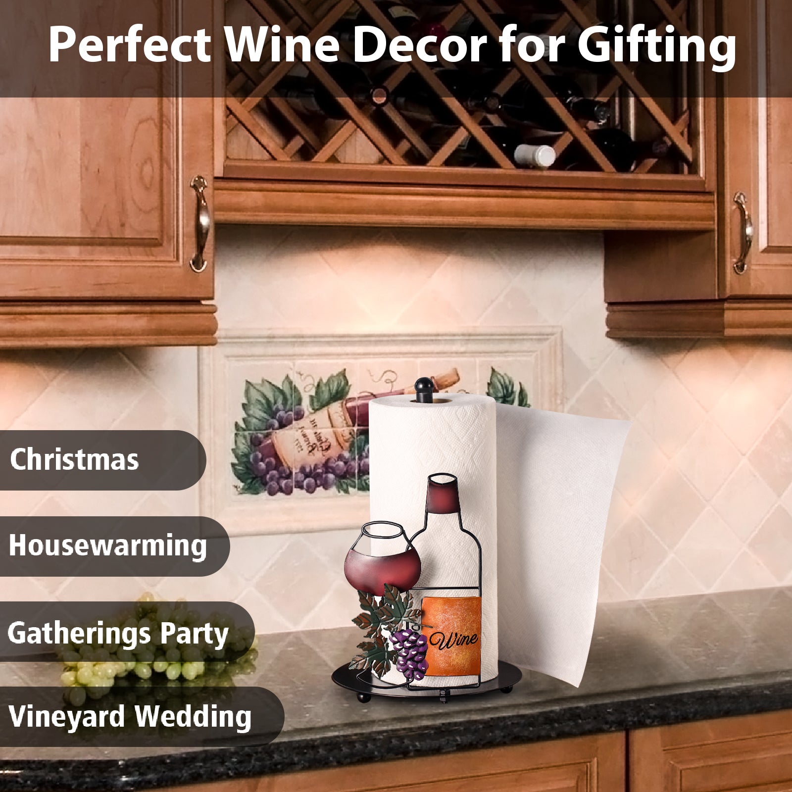 Wine Paper Towel Holder Countertop - Grape&Wine Decor Gifts