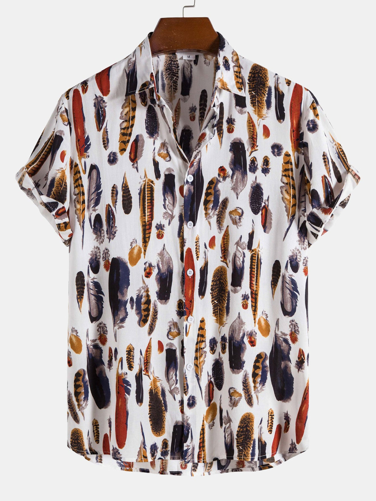 Feather Print Button Up Shirt