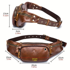 Genuine Leather Outdoors Fanny Bag Waist Bag For Men Travel Hiking Running Waist Bag Cell Phone Pouch Cashier Bag