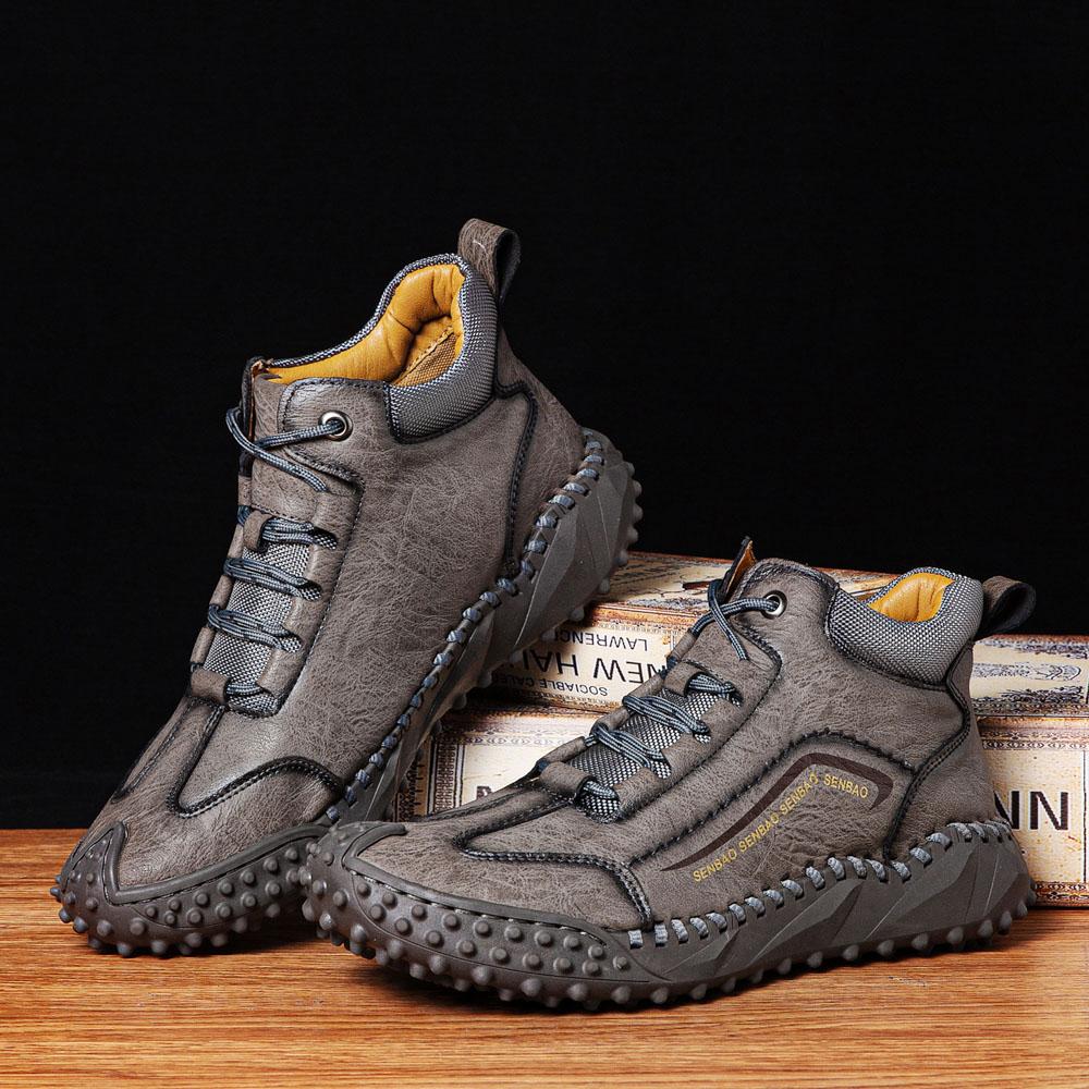 Men Hand Stitching Outdoor Rubber Toe Cap Work Style Ankle Boots