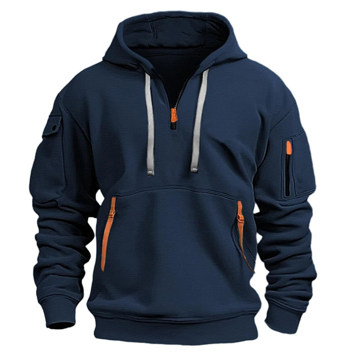 S-5XL Men's Sweatshirt Hoodie Zipper Multi-pocket Pullover Men's Sports Casual Jacket