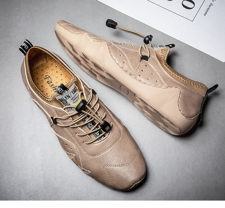 Men's Octopus Leather Shoes Cowhide Light Low-top Fashion Casual Breathable Non-slip Bean Flats Shoes