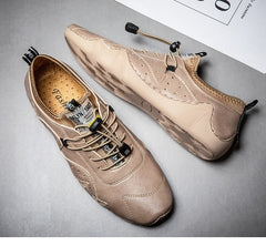 Men's Octopus Leather Shoes Cowhide Light Low-top Fashion Casual Breathable Non-slip Bean Flats Shoes