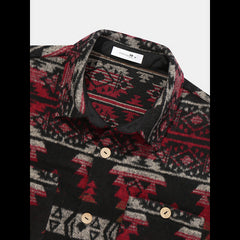 Men's Ethnic Tribal Style Totem Print Chest Pocket Long Sleeve Comfortable Shirt