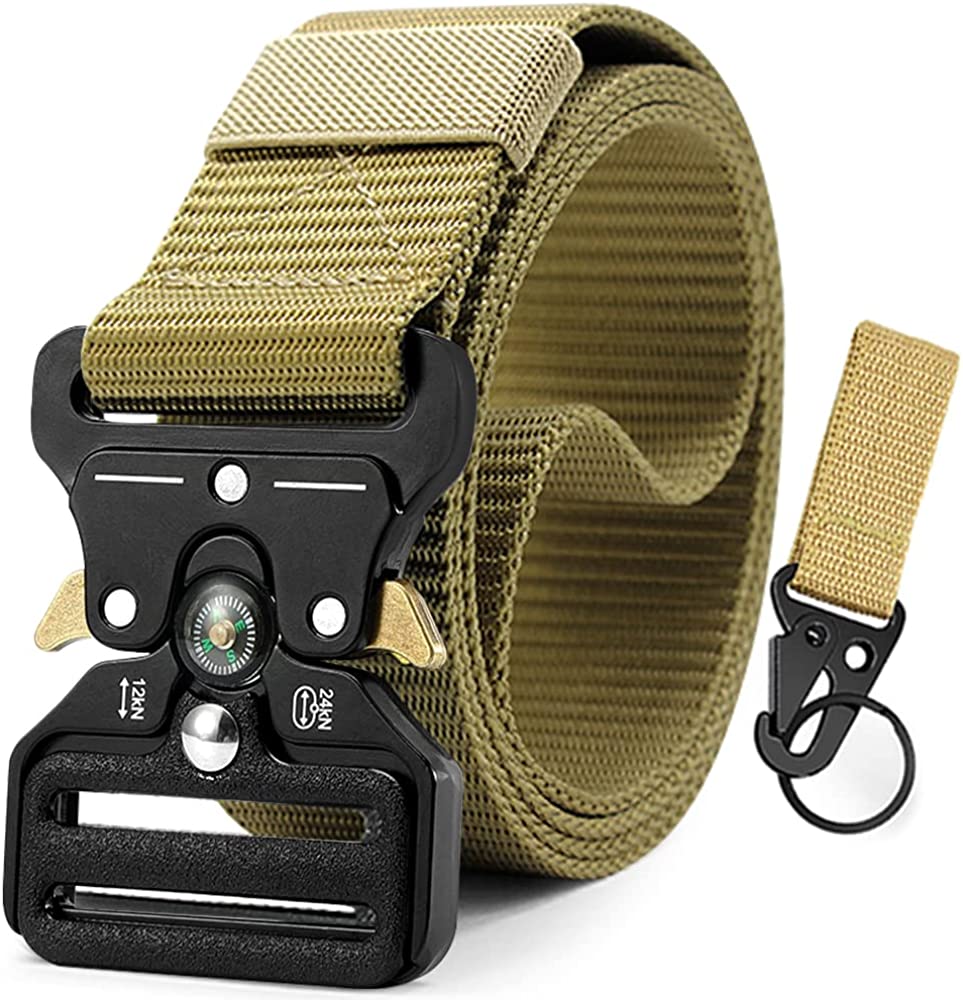 Military Style Tactical Belt Quick Release Metal Buckle Belt 1.5 Inch Men's Heavy Duty Nylon Sling Belt